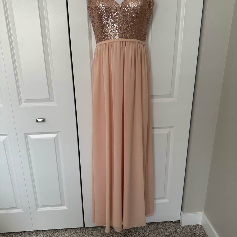 Elegant Sequin Top Dress in Blush